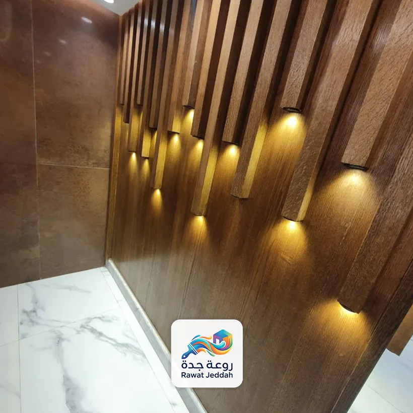 أعمدة بديل الخشب مع اضاءة ليد