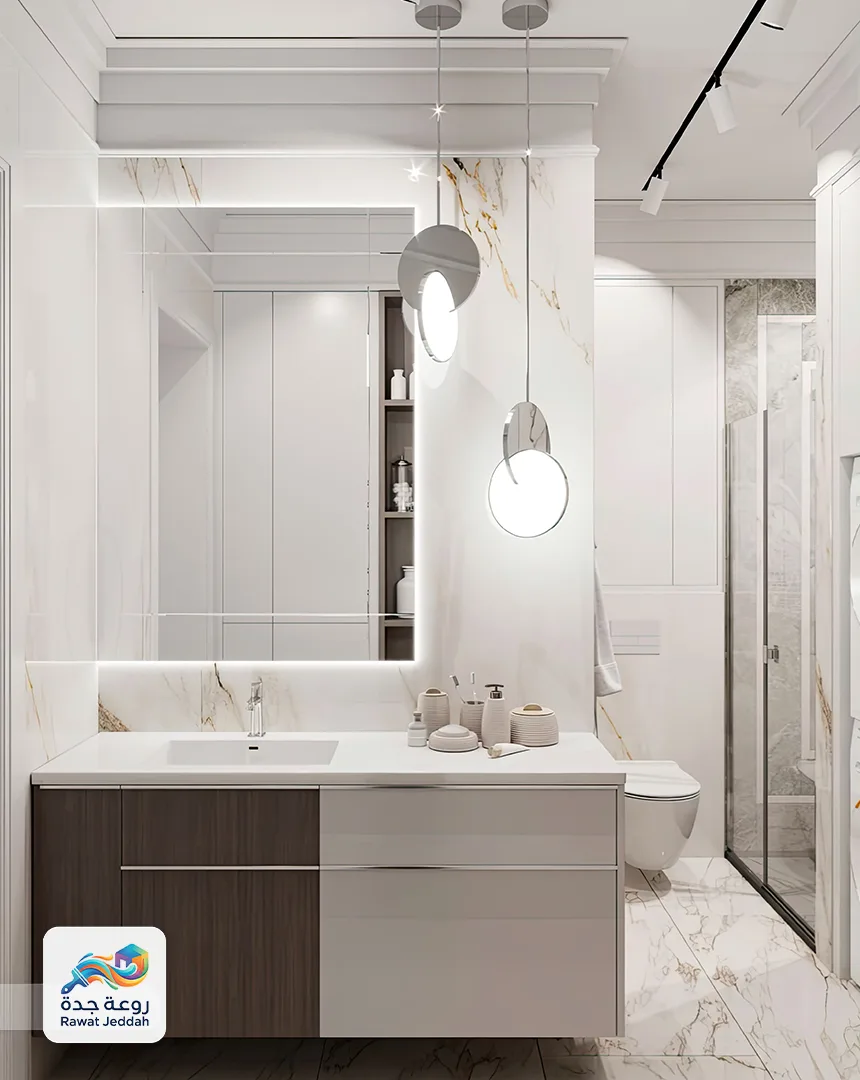 تركيب مرايا مع دولاب مغاسل