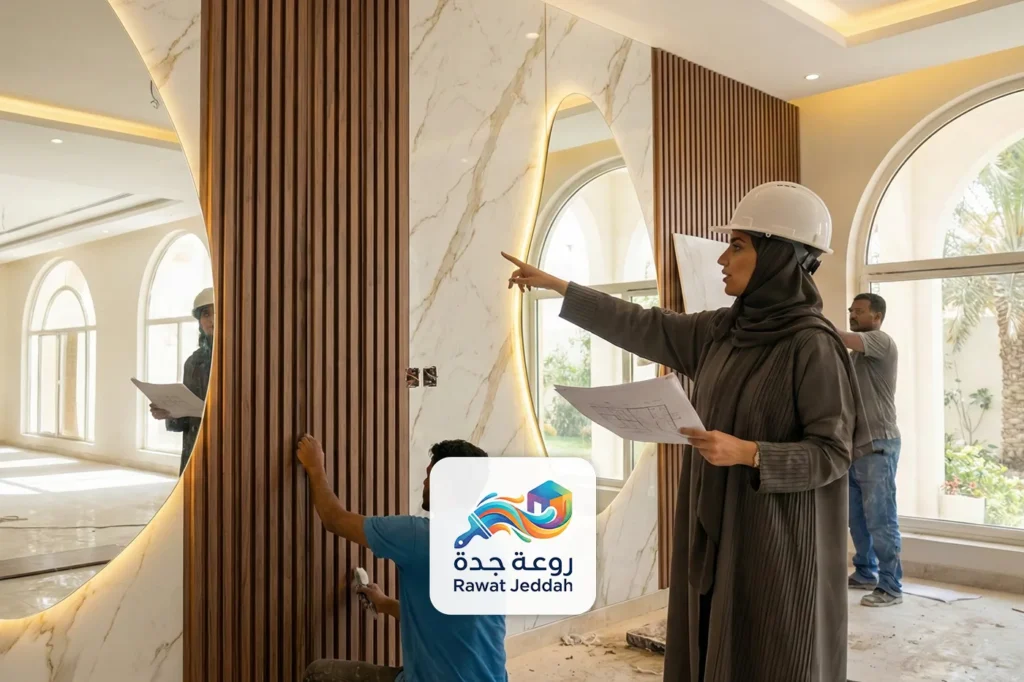 تصميم وتركيب ديكور صالون حلاقة - مصمم داخلي بجدة