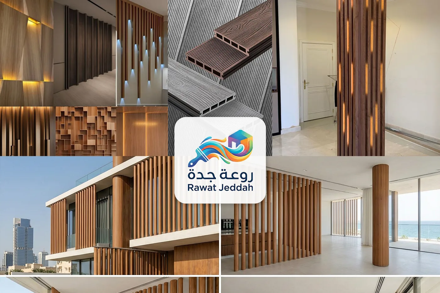 توريد وتركيب تيوبات بديل الخشب في جدة | أحدث ديكورات الواجهات والأعمدة والقواطع المودرن