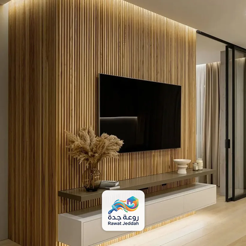 خلفية تلفزيون بديل الخشب